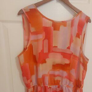 MELANIE LYNN SLEEVELESS PINK & PEACH TONES  BLOUSE